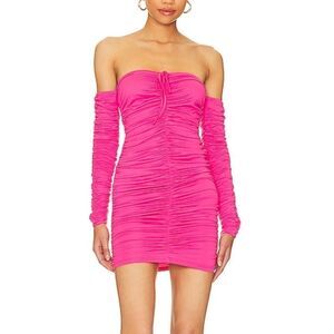 NWT More To Come Shanice Ruched Mini Dress in Pink party Revolve XL
